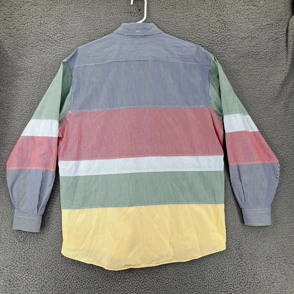 Vintage Tommy‎ Hilfiger Striped Color Block Button Up Collared Shirt Men's Large